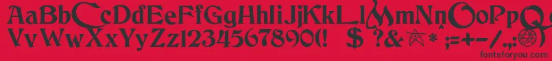 フォントJmhCthulhumbusUgalt2 – 赤い背景に黒い文字