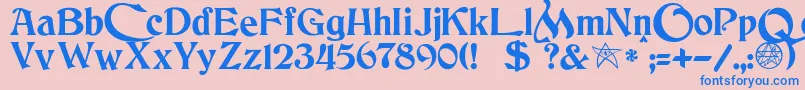 フォントJmhCthulhumbusUgalt2 – ピンクの背景に青い文字