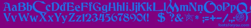 JmhCthulhumbusUgalt2-Schriftart – Blaue Schriften auf violettem Hintergrund