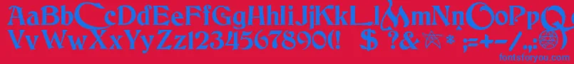 フォントJmhCthulhumbusUgalt2 – 赤い背景に青い文字