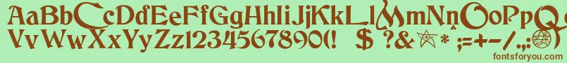 JmhCthulhumbusUgalt2 Font – Brown Fonts on Green Background