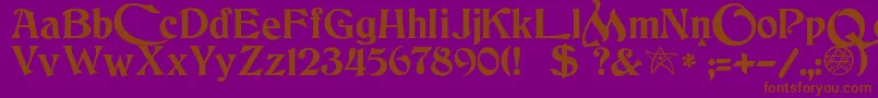 JmhCthulhumbusUgalt2-Schriftart – Braune Schriften auf violettem Hintergrund