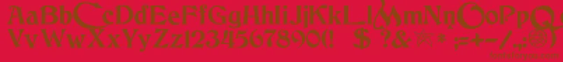 フォントJmhCthulhumbusUgalt2 – 赤い背景に茶色の文字