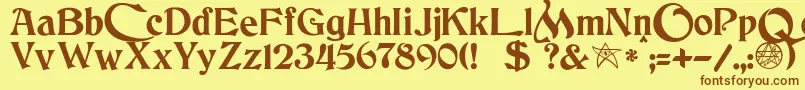 JmhCthulhumbusUgalt2 Font – Brown Fonts on Yellow Background