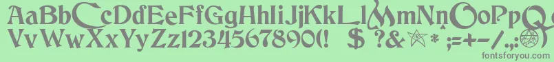 フォントJmhCthulhumbusUgalt2 – 緑の背景に灰色の文字