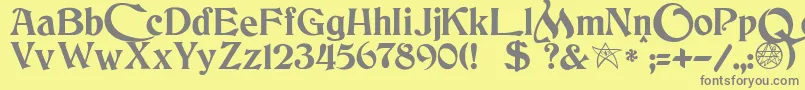 フォントJmhCthulhumbusUgalt2 – 黄色の背景に灰色の文字