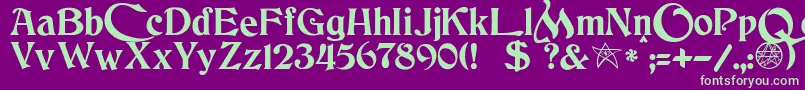 JmhCthulhumbusUgalt2 Font – Green Fonts on Purple Background