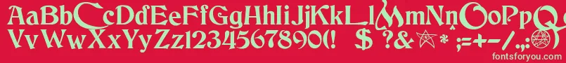 フォントJmhCthulhumbusUgalt2 – 赤い背景に緑の文字