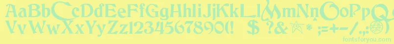 JmhCthulhumbusUgalt2 Font – Green Fonts on Yellow Background