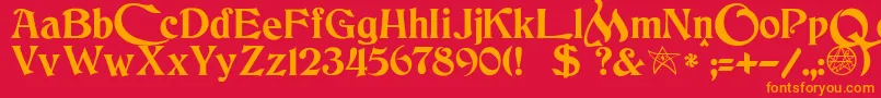 JmhCthulhumbusUgalt2 Font – Orange Fonts on Red Background