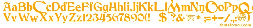 JmhCthulhumbusUgalt2-Schriftart – Orangefarbene Schriften auf weißem Hintergrund