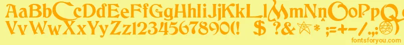 JmhCthulhumbusUgalt2 Font – Orange Fonts on Yellow Background