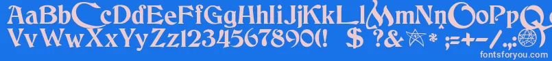 JmhCthulhumbusUgalt2 Font – Pink Fonts on Blue Background