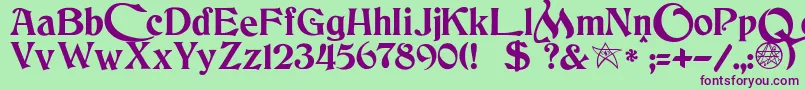 JmhCthulhumbusUgalt2 Font – Purple Fonts on Green Background