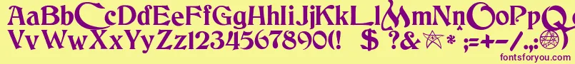 JmhCthulhumbusUgalt2 Font – Purple Fonts on Yellow Background