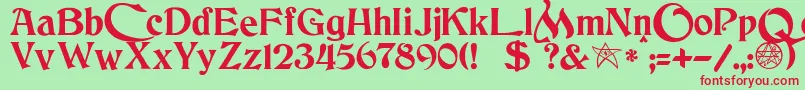 JmhCthulhumbusUgalt2 Font – Red Fonts on Green Background