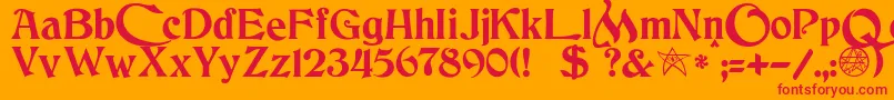 JmhCthulhumbusUgalt2 Font – Red Fonts on Orange Background