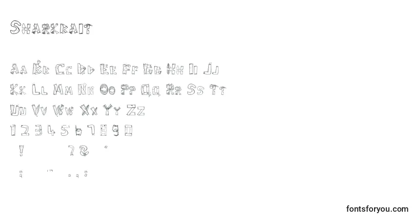 Czcionka Sharkbait – alfabet, cyfry, specjalne znaki