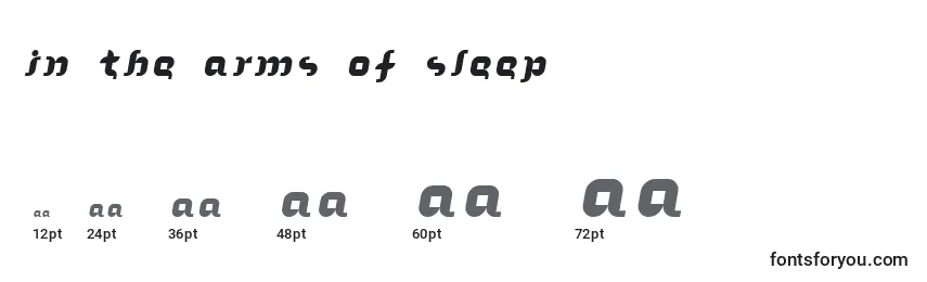 Größen der Schriftart In The Arms Of Sleep