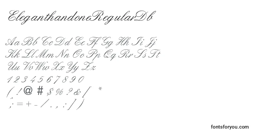 Czcionka EleganthandoneRegularDb – alfabet, cyfry, specjalne znaki
