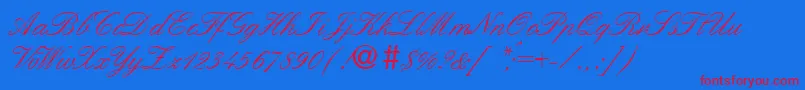 EleganthandoneRegularDb Font – Red Fonts on Blue Background