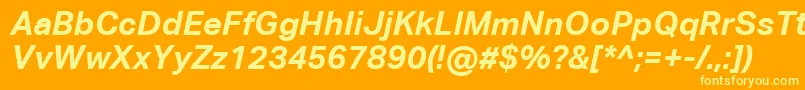 フォントAktivgroteskcorpBolditalic – オレンジの背景に黄色の文字