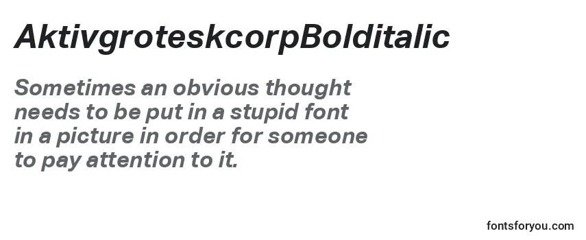 Review of the AktivgroteskcorpBolditalic Font