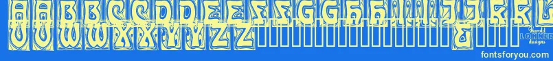 CarmenCaps Font – Yellow Fonts on Blue Background