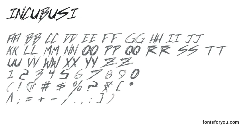Schriftart Incubusi – Alphabet, Zahlen, spezielle Symbole