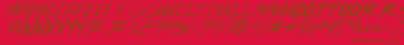 Incubusi-Schriftart – Braune Schriften auf rotem Hintergrund
