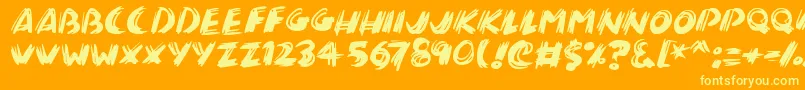 Brushalot-Schriftart – Gelbe Schriften auf orangefarbenem Hintergrund