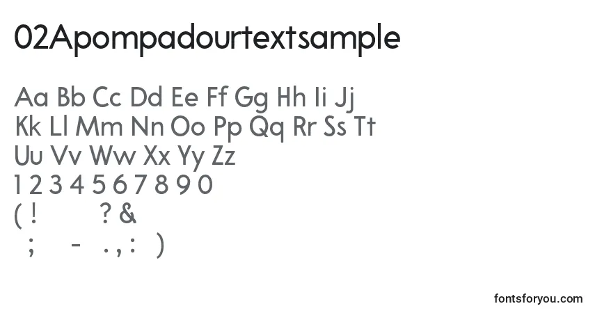 Schriftart 02Apompadourtextsample – Alphabet, Zahlen, spezielle Symbole