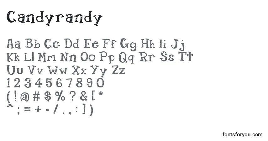 Schriftart Candyrandy – Alphabet, Zahlen, spezielle Symbole
