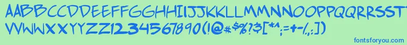 Comichustletbs Font – Blue Fonts on Green Background