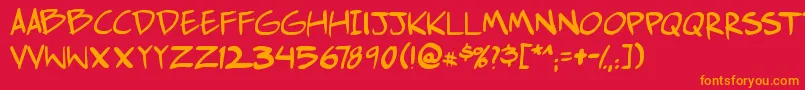 Comichustletbs Font – Orange Fonts on Red Background