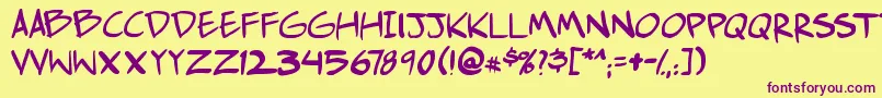 More about Comichustletbs Font Comichustletbs Font – Purple Fonts on Yellow Background