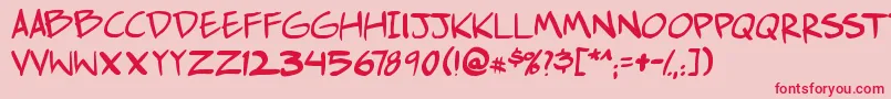 Czcionka Comichustletbs – czerwone czcionki na różowym tle