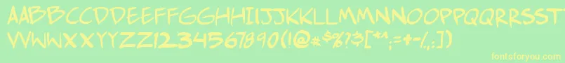 Comichustletbs-Schriftart – Gelbe Schriften auf grünem Hintergrund
