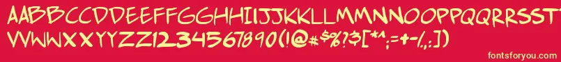 Comichustletbs Font – Yellow Fonts on Red Background