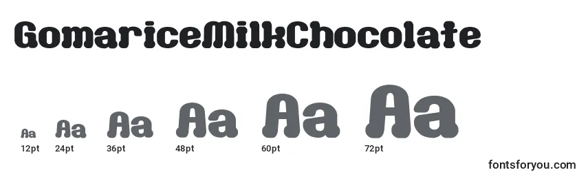 Размеры шрифта GomariceMilkChocolate