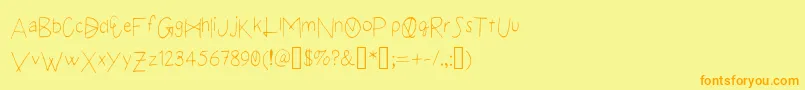 フォントAxiom – オレンジの文字が黄色の背景にあります。