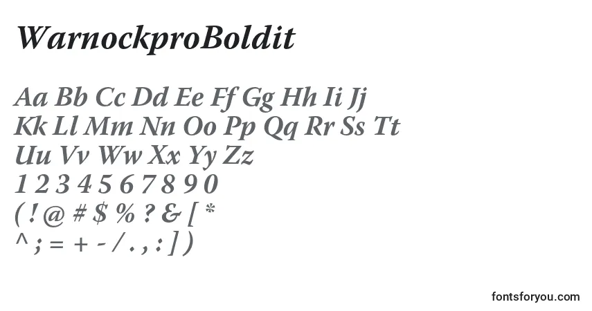 Czcionka WarnockproBoldit – alfabet, cyfry, specjalne znaki
