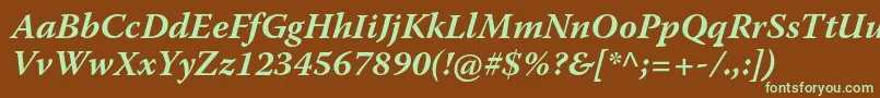 WarnockproBoldit Font – Green Fonts on Brown Background