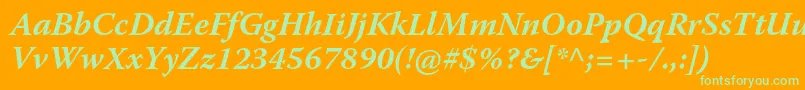 WarnockproBoldit Font – Green Fonts on Orange Background