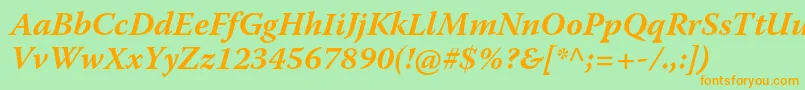 WarnockproBoldit Font – Orange Fonts on Green Background