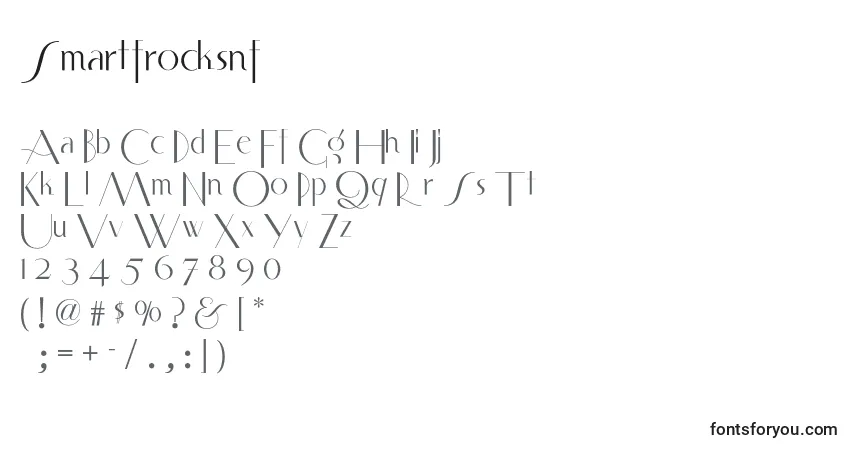 A fonte Smartfrocksnf – alfabeto, números, caracteres especiais