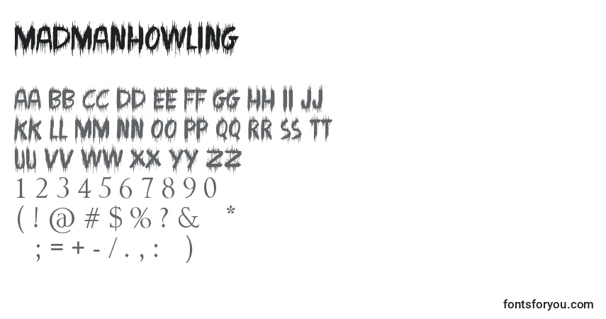 Czcionka MadmanHowling – alfabet, cyfry, specjalne znaki