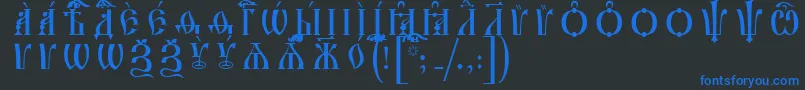 IrmologionCapsUcsSpacedout Font – Blue Fonts on Black Background