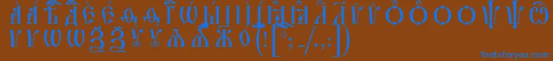 IrmologionCapsUcsSpacedout Font – Blue Fonts on Brown Background