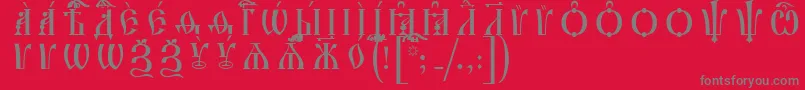 More about IrmologionCapsUcsSpacedout Font IrmologionCapsUcsSpacedout Font – Gray Fonts on Red Background